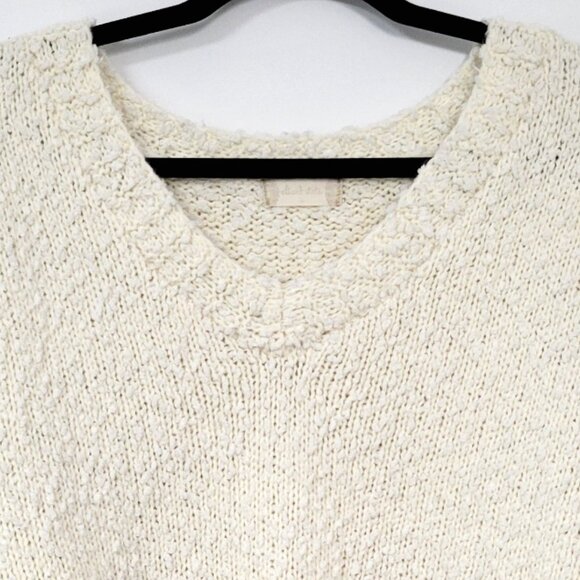 Altar’d State Sydney Cream Popcorn Pullover Oversized Knit V-Neck Size Large - Picture 4 of 10